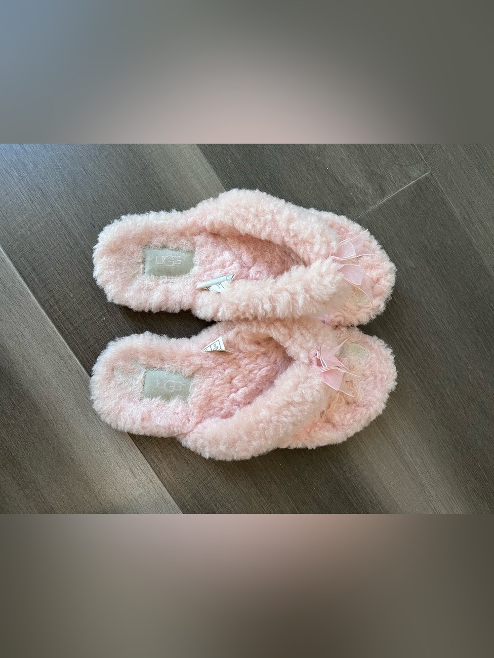UGG Pink Shearling Slip-On Slippers